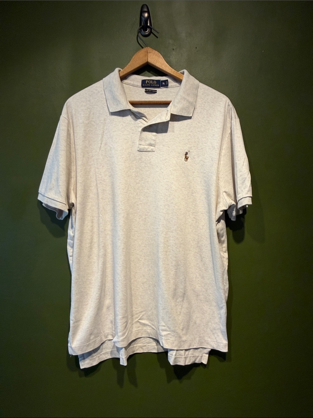 Polo by Ralph Lauren Men's Heather Light Gray Polo with Embroidered Pony